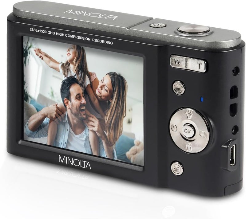 Minolta MND20 44MP Digital Camera – 2.7K Ultra HD Video, 16X Digital Zoom, Anti-Shake Stabilization, Time Lapse, Face Detection, 2.9-inch LCD Display – Lightweight Compact Camera (Black) - Image 3